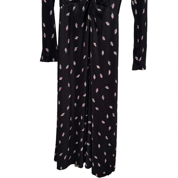 NWT Rotate Birger Christensen Number 7 Pleated Black Midi Dress Planet AOP SizeM - Picture 11 of 16